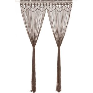 vidaXL Gordijn Macramé - Taupe - Katoen - 140x240 cm
