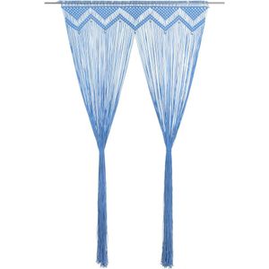 vidaXL Gordijn Macramé - Blauw - Katoen/Polyester - 140x240 cm