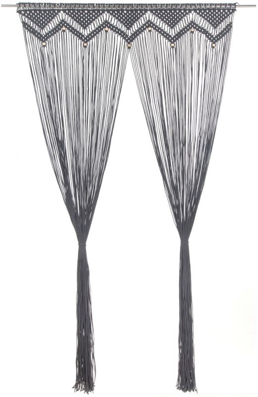 vidaXL Gordijn Macramé - Antraciet - Katoen 80% - Polyester 20%