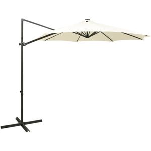 Zweefparasol - Grijs - Polyester - Met LED-Verlichting