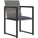Vidaxl - 7-tlg. Garten-Essgruppe mit Kissen Poly Rattan Grau