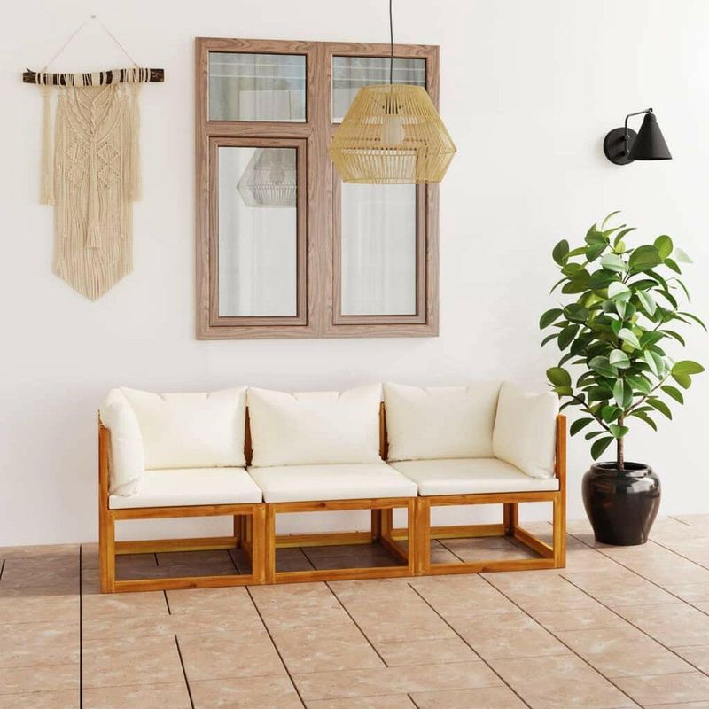 vidaXL - 8-delige - Loungeset - met - kussens - massief - acaciahout