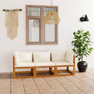 4-Sitzer-Gartensofa mit Auflagen Creme Akazie Massivholz Vidaxl