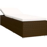 vidaXL 3-delige Ligbeddenset met theetafel poly rattan bruin