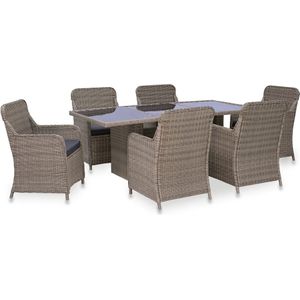 Vidaxl - 7-tlg. Garten-Essgruppe Poly Rattan Braun