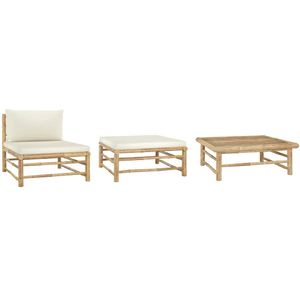 vidaXL 3-tlg. Garten-Lounge-Set mit Kissen Bambus