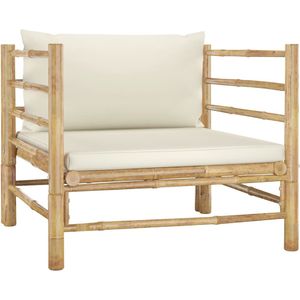 vidaXL Gartensofa mit Kissen Cremeweiß Bambus
