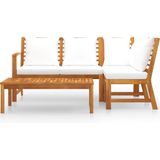vidaXL 4-tlg. Garten-Lounge-Set mit Auflagen Creme Massivholz Akazie