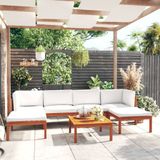 vidaXL - 7-delige - Loungeset - met - kussens - massief - acaciahout - crèmekleurig