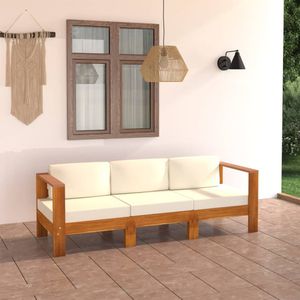 Vidaxl - 3-Sitzer-Gartensofa mit Cremeweißen Auflagen Massivholz Akazie