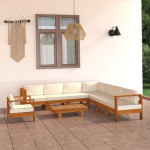 Vidaxl - 9-tlg. Garten-Lounge-Set mit Creme Auflagen Massivholz Akazie