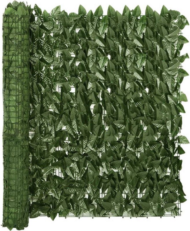 vidaXL - Balkonscherm - met - donkergroene - bladeren - 400x100 - cm