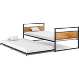 vidaXL Bedframe uitschuifbaar metaal zwart 90x200 cm