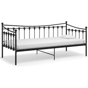 vidaXL Bedframe slaapbank zwart metaal 90x200 cm - 324755