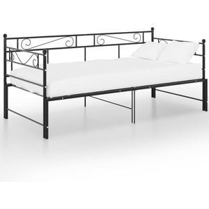 VidaXL Uittrekbaar Slaapbankframe Metaal Zwart 90x200 cm
