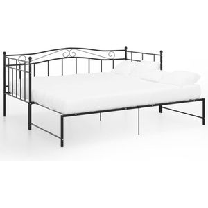 vidaXL Slaapbank uittrekbaar metaal zwart 90x200 cm