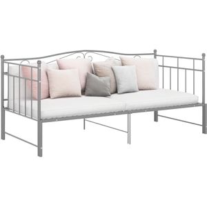 vidaXL Ausziehsofa Bettgestell Grau Metall 90x200 cm