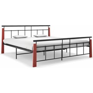 VidaXL Bedframe Metaal & Massief Eikenhout 180x200 cm