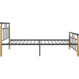 vidaXL Bedframe metaal en massief eikenhout 90x200 cm