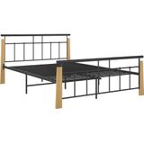 VidaXL Bedframe Metaal en Massief Eikenhout 140x200 cm