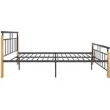 VidaXL Bedframe Metaal en Massief Eikenhout 140x200 cm