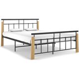 VidaXL Bedframe Metaal en Massief Eikenhout 140x200 cm