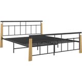 vidaXL Bedframe metaal en massief eikenhout 160x200 cm