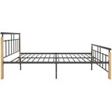 vidaXL Bedframe metaal en massief eikenhout 160x200 cm