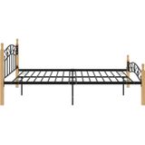 VidaXL Bedframe Metaal en Massief Eikenhout Zwart 140x200 cm