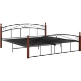 vidaXL Bettgestell Schwarz Metall und Massivholz Eiche 180x200 cm