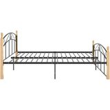 vidaXL Bedframe metaal en massief eikenhout zwart 160x200 cm