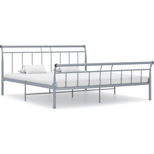 vidaXL Bedframe metaal grijs 180x200 cm