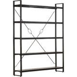 vidaXL-Boekenkast-met-5-schappen-140x30x180-cm-massief-mangohout-zwart