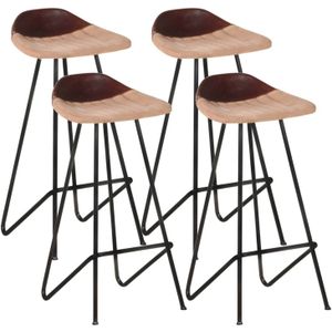 vidaXL Barhocker 4 Stk. Braun Echtleder
