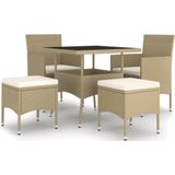 vidaXL 5-delige Loungeset poly rattan beige