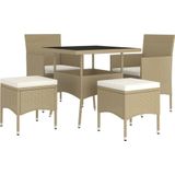 vidaXL 5-delige Loungeset poly rattan beige