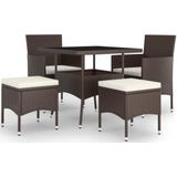 vidaXL 5-delige Loungeset poly rattan bruin