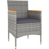 vidaXL - 5-delige - Tuinset - poly - rattan - en - gehard - glas - grijs