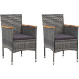 vidaXL 3-delige Bistroset poly rattan en acaciahout grijs