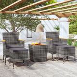 5-tlg. Garten-Bistro-Set Poly Rattan & Massivholz Akazie Grau vidaXL