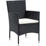 vidaXL 5-delige Bistroset poly rattan en gehard glas zwart