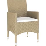 VidaXL 5-delige Tuinset Poly Rattan en Gehard Glas Beige