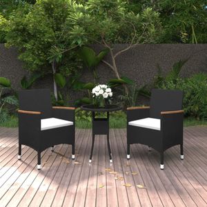 vidaXL - 3-delige - Tuinset - poly - rattan - zwart