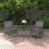 3-tlg. Garten-Essgruppe Poly Rattan Grau Vidaxl
