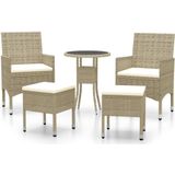 vidaXL 5-delige Loungeset poly rattan beige