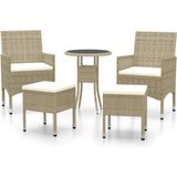 vidaXL 5-delige Loungeset poly rattan beige