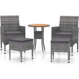 vidaXL 5-delige Loungeset poly rattan grijs