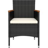 vidaXL 5-delige Loungeset poly rattan zwart