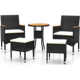 vidaXL 5-delige Loungeset poly rattan zwart