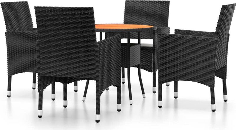 vidaXL 5-tlg. Garten-Essgruppe Poly Rattan Schwarz